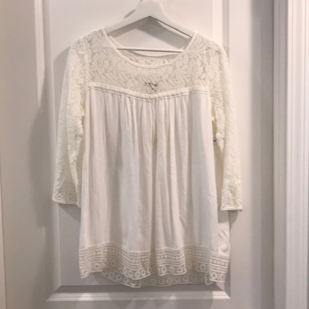 Off White Lace Detail Top